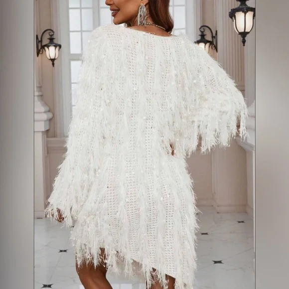 Dresses | Fringe Trim Sweater Dress | Poshmark